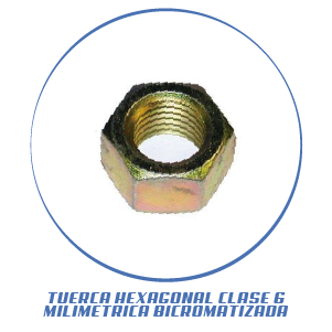 TUERCA HEXAGONAL CLASE 6 MILIMETRICA BICROMATIZADA O ZINCADA
