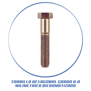 TORNILLO HEXAGONAL GRADO 8.8 MILIMETRICO BICROMATIZADO