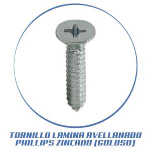 TORNILLO LAMINA AVELLANADO PHILLIPS ZINCADO (GOLOSO)