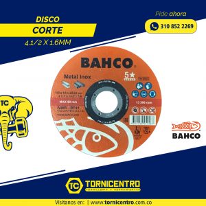 DISCO CORTE 4.1/2 X 1.6MM - BAHCO