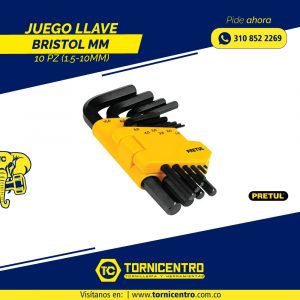 JUEGO  LLAVE BRISTOL MM 10 PIEZAS (1.5-10MM)