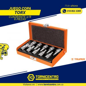 JUEGO COPA TORX CUADRANTE 3/8 10PZ