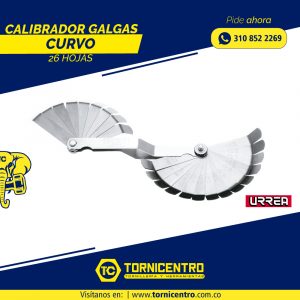 CALIBRADOR GALGAS CURVO 26 HOJAS