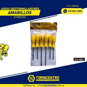 JUEGO DESTORNILLADOR 6 PIEZAS AMARILLO