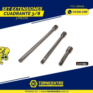SET EXTENSIONES CUAD 3/8 X 3 PIEZAS
