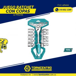 JUEGO RATCHET CON COPAS 12 PIEZAS - TOTAL
