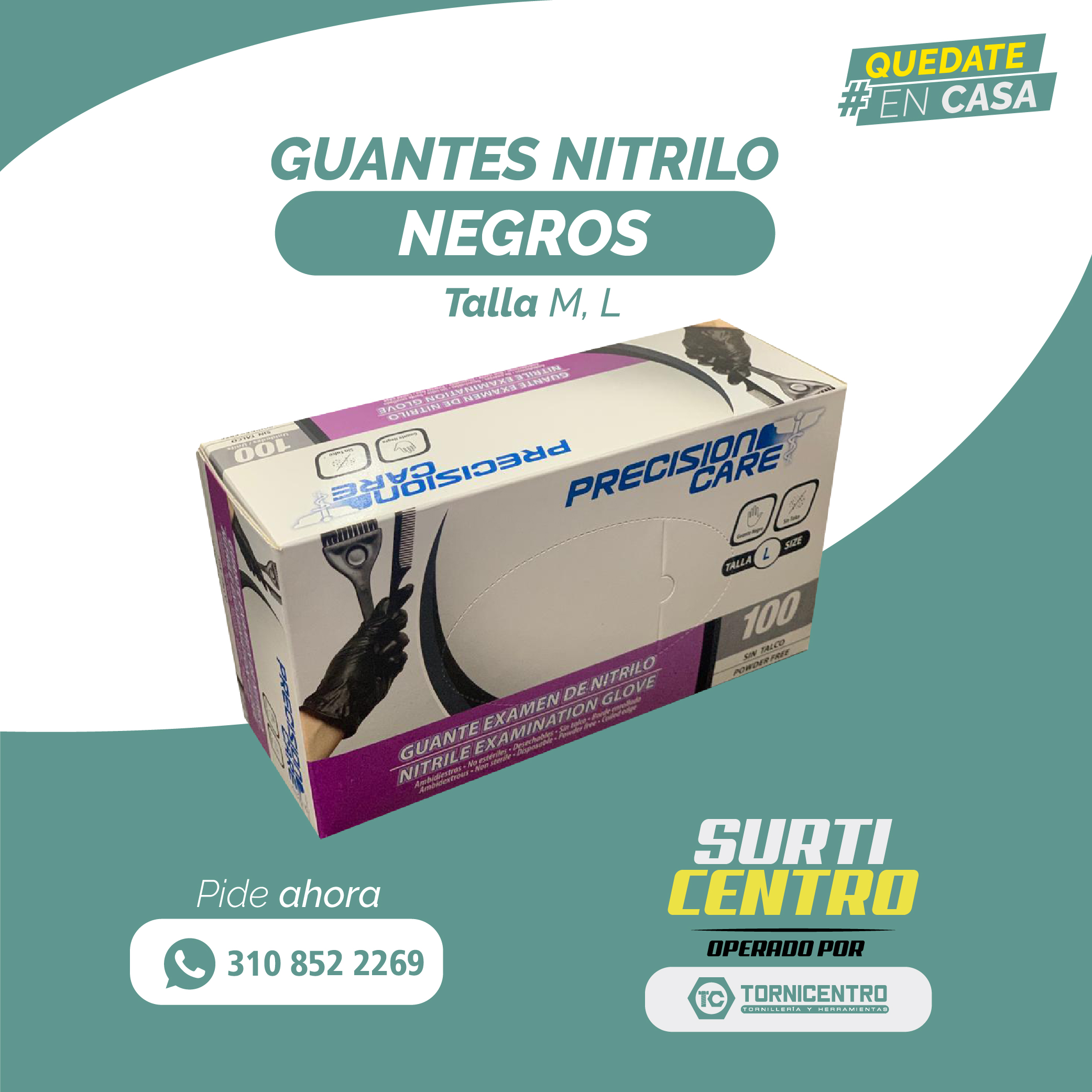 GUANTES NITRILO NEGRO Caja 100 Unidades
