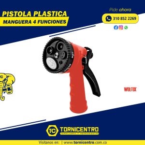 PISTOLA PLASTICA MANGUERA 4 FUNCIONES