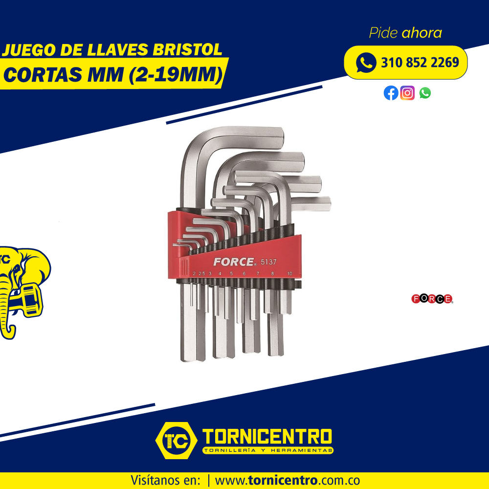JUEGO LLAVE BRISTOL CORTA (2-19MM) - FORCE