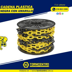 CADENA PLASTICA NEGRA CON AMARILLO